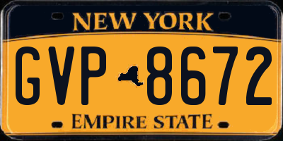 NY license plate GVP8672