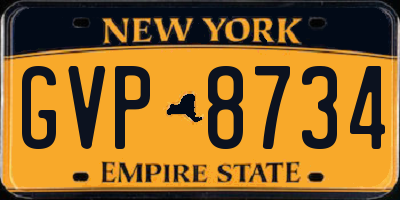 NY license plate GVP8734