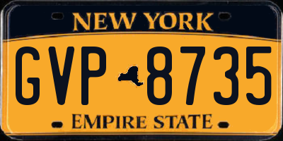 NY license plate GVP8735