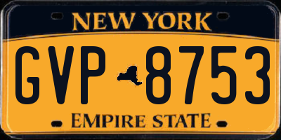 NY license plate GVP8753