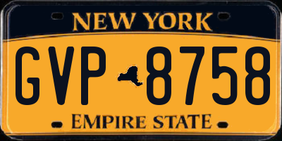 NY license plate GVP8758