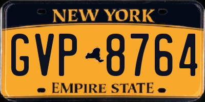 NY license plate GVP8764