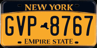 NY license plate GVP8767