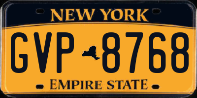 NY license plate GVP8768