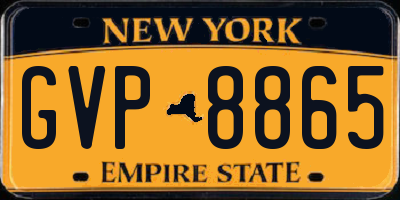NY license plate GVP8865