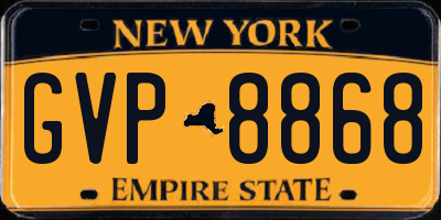 NY license plate GVP8868