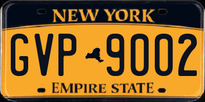 NY license plate GVP9002
