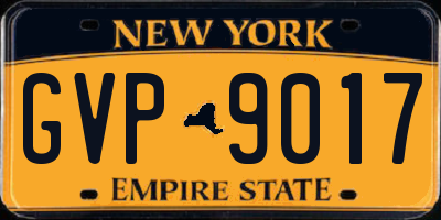 NY license plate GVP9017