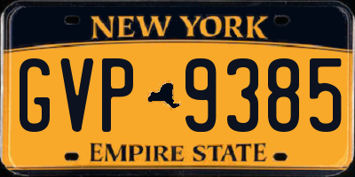 NY license plate GVP9385