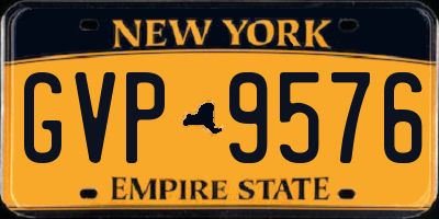 NY license plate GVP9576
