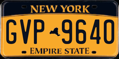NY license plate GVP9640
