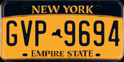 NY license plate GVP9694
