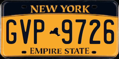 NY license plate GVP9726