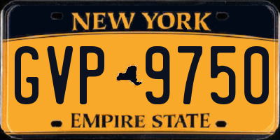 NY license plate GVP9750