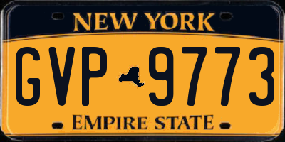 NY license plate GVP9773