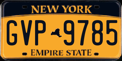 NY license plate GVP9785