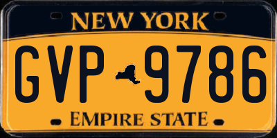 NY license plate GVP9786