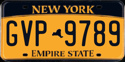 NY license plate GVP9789