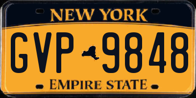 NY license plate GVP9848
