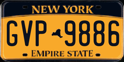 NY license plate GVP9886