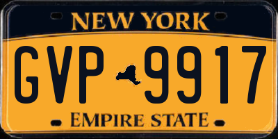 NY license plate GVP9917