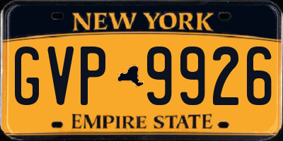 NY license plate GVP9926