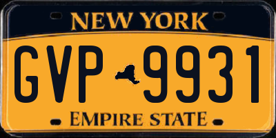 NY license plate GVP9931
