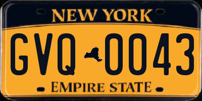 NY license plate GVQ0043
