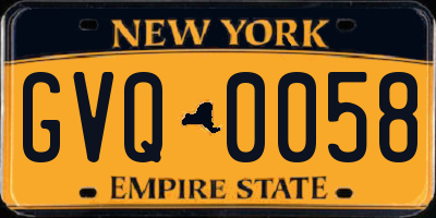 NY license plate GVQ0058
