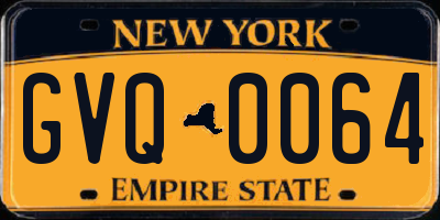 NY license plate GVQ0064