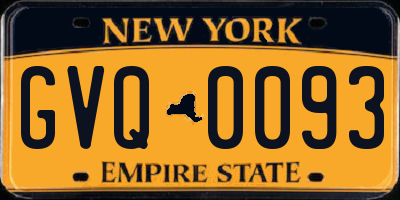 NY license plate GVQ0093