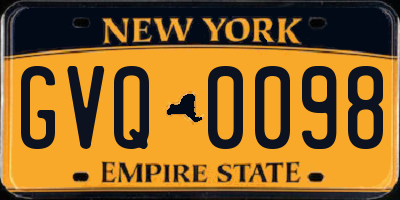 NY license plate GVQ0098