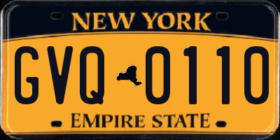 NY license plate GVQ0110