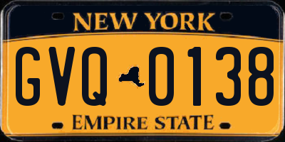 NY license plate GVQ0138