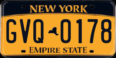 NY license plate GVQ0178