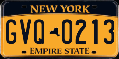 NY license plate GVQ0213