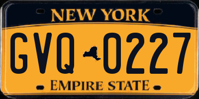 NY license plate GVQ0227