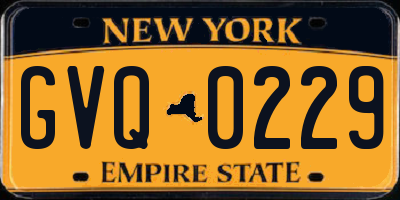 NY license plate GVQ0229