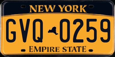 NY license plate GVQ0259