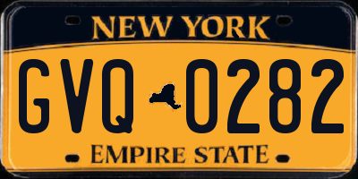 NY license plate GVQ0282