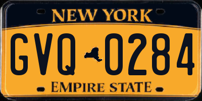 NY license plate GVQ0284