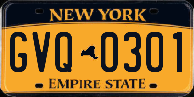 NY license plate GVQ0301