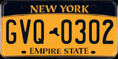 NY license plate GVQ0302