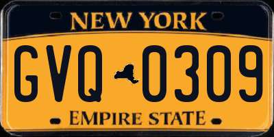 NY license plate GVQ0309