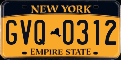 NY license plate GVQ0312