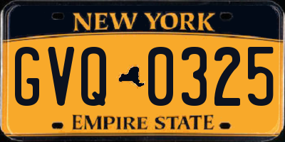 NY license plate GVQ0325