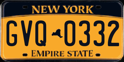 NY license plate GVQ0332
