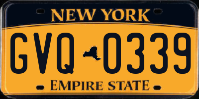 NY license plate GVQ0339