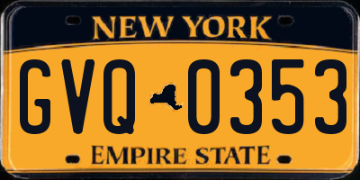 NY license plate GVQ0353