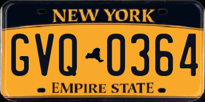 NY license plate GVQ0364